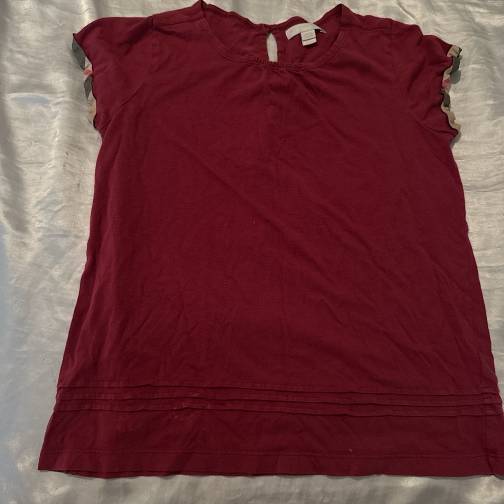 Burberry Kids Burgundy Short Sleeve Tee